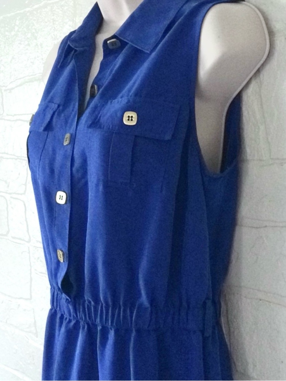 Cobalt Blue Maxi Dress Size 6 Button Front Sleeveless Resort Cruise Dress